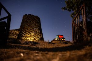 Nurague and Land Rover Defender at night